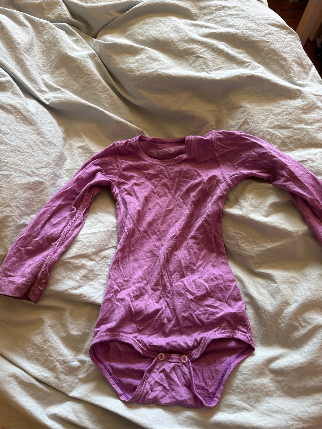 Wool Long-Sleeve One-Piece Bodysuit In Purple - Unbranded